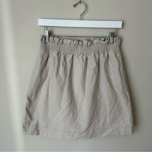 J. Crew Beige Linen Cotton Blend Ivory Elastic Waist Mini Skirt Women’s Size 8